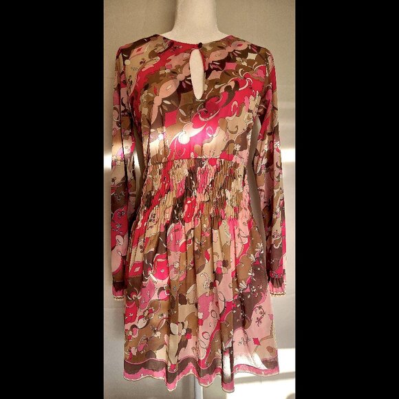 Emilio Pucci Vintage 1960s Pink Abstract Mini Dress - Picture 1 of 3